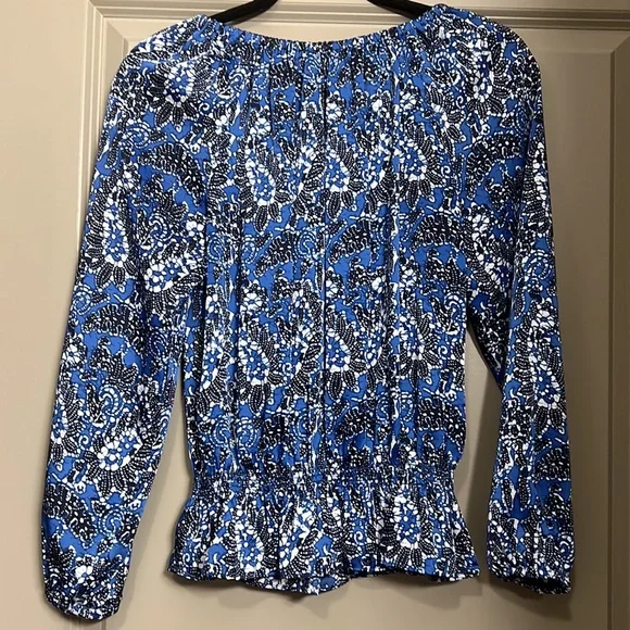 Michael Kors Blue Paisley Top EUC - Picture 7 of 7